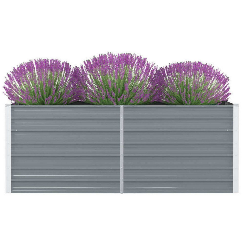 Raised Garden Flower Bed, 32 x 63 Galvanized Steel Gray, Rectangular -BM325823