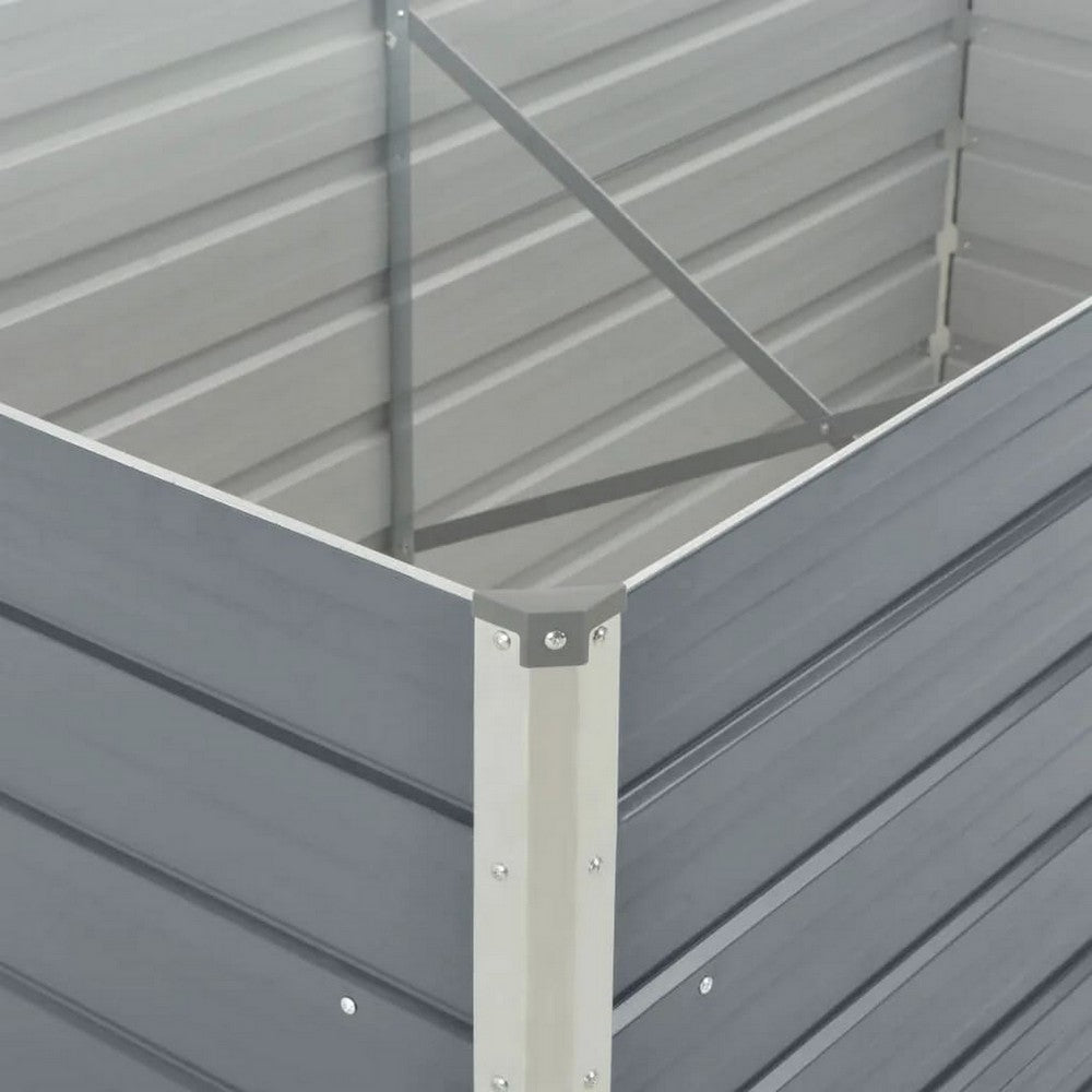 Raised Garden Flower Bed, 32 x 63 Galvanized Steel Gray, Rectangular -BM325823
