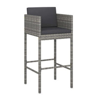 Lexy Outdoor Barstool Chairs Set of 4, Black Fabric and Gray Rattan -BM325829