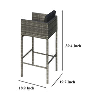 Lexy Outdoor Barstool Chairs Set of 4, Black Fabric and Gray Rattan -BM325829