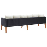 3 Seater Outdoor Sofa with White Fabric Cushions, Black Rattan 86 Inch -BM325836