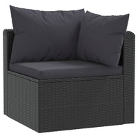 2pc Outdoor Modular Loveseat Set, Black Cushions, Poly Rattan, Steel -BM325839