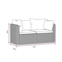 2pc Outdoor Modular Loveseat Set, Black Cushions, Poly Rattan, Steel -BM325839