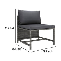 Tim Outdoor Modular Middle Sofa Chair, Sectional, Gray Cushions Rattan -BM325846