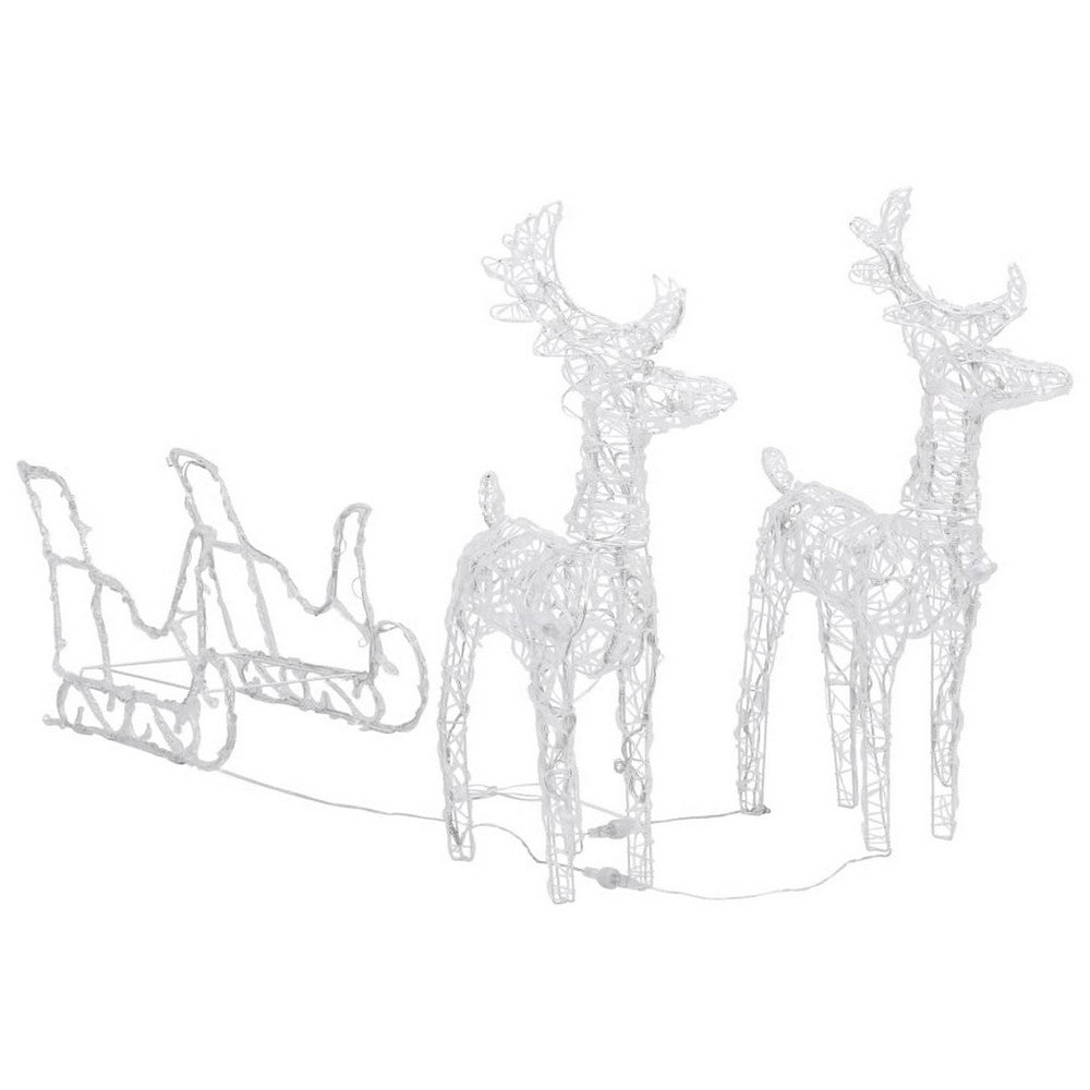 2pc Outdoor Christmas Reindeer with Sleigh, 160 Warm White LED Lights -BM325880