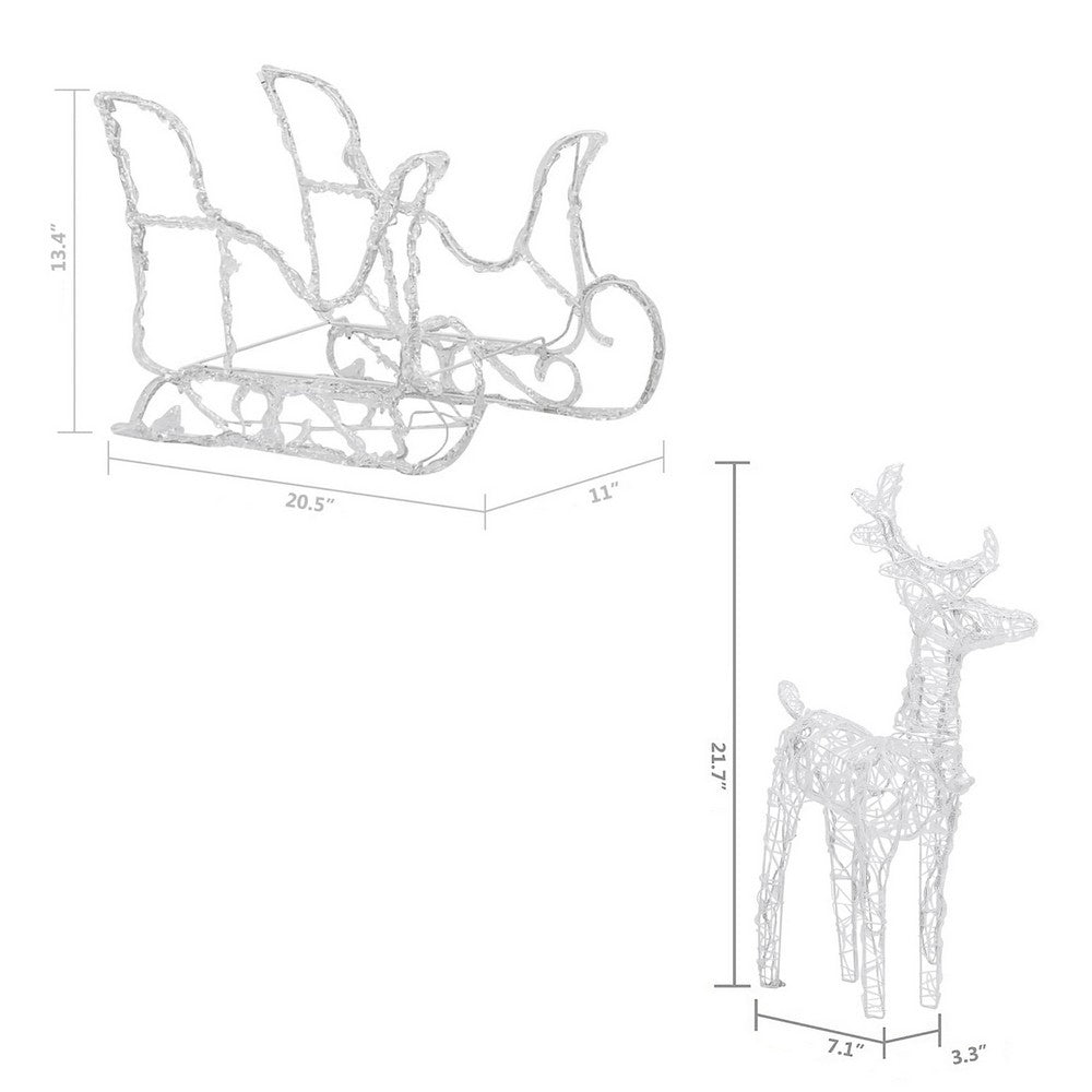 2pc Outdoor Christmas Reindeer with Sleigh, 160 Warm White LED Lights -BM325880