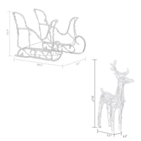 2pc Outdoor Christmas Reindeer with Sleigh, 160 Warm White LED Lights -BM325880