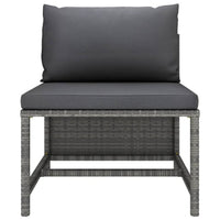 3pc Outdoor Modular Sofa Set with Ottoman, Gray Rattan and Polyester -BM325893