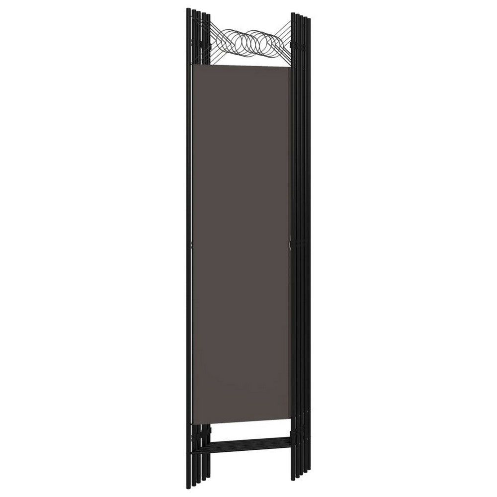 5 Panel Folding Room Divider Screen 79 Inch Tall, Gray Iron, Polyester -BM325894
