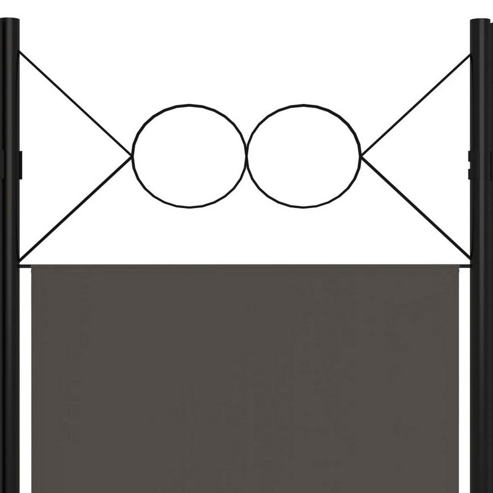 5 Panel Folding Room Divider Screen 79 Inch Tall, Gray Iron, Polyester -BM325894