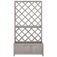 Simi Outdoor Garden Planter, Built In Trellis, 53 Inch Gray Solid Wood -BM325901