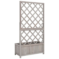 Simi Outdoor Garden Planter, Built In Trellis, 53 Inch Gray Solid Wood -BM325901