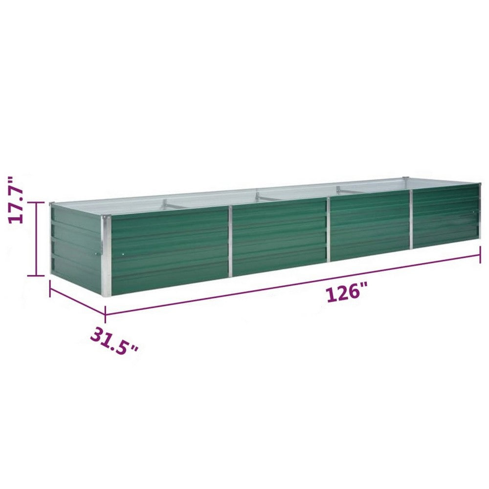 Outdoor Raised Garden Flower Bed, 126 Inch Green Galvanized Steel -BM325902