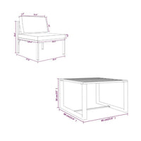 3pc Modular Outdoor Sofa Chair and Table Set, Gray Aluminum, Polyester -BM325950