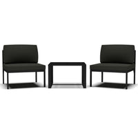 3pc Modular Outdoor Sofa Chair and Table Set, Gray Aluminum, Polyester