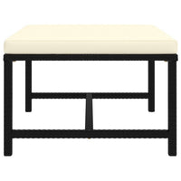 Reno Outdoor Sectional Footrest Ottoman, Black Rattan, Ivory Polyester -BM325957