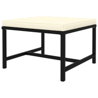 Reno Outdoor Sectional Footrest Ottoman, Black Rattan, Ivory Polyester -BM325957