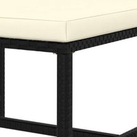 Reno Outdoor Sectional Footrest Ottoman, Black Rattan, Ivory Polyester -BM325957