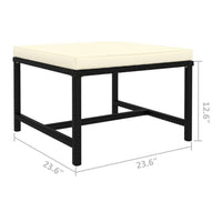 Reno Outdoor Sectional Footrest Ottoman, Black Rattan, Ivory Polyester -BM325957