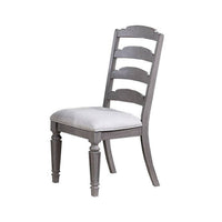 Winie Dining Side Chair Set of 2, Carved, Ladder Back, Light Gray Wood -BM326028