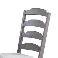 Winie Dining Side Chair Set of 2, Carved, Ladder Back, Light Gray Wood -BM326028
