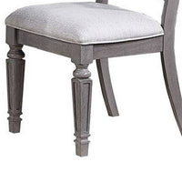 Winie Dining Side Chair Set of 2, Carved, Ladder Back, Light Gray Wood -BM326028
