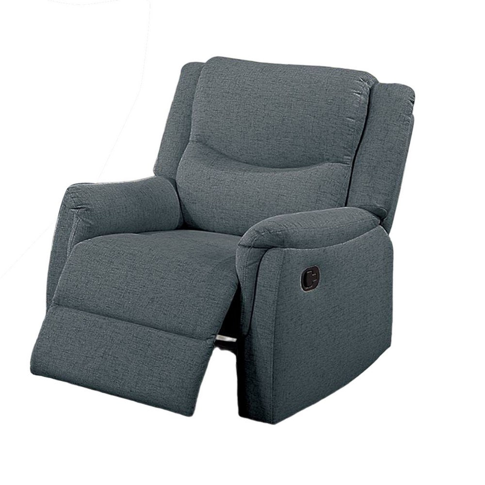 Ammy Manual Recliner Chair, Pillow Top Arms, Dark Gray Faux Burlap -BM326072