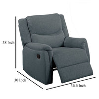Ammy Manual Recliner Chair, Pillow Top Arms, Dark Gray Faux Burlap -BM326072