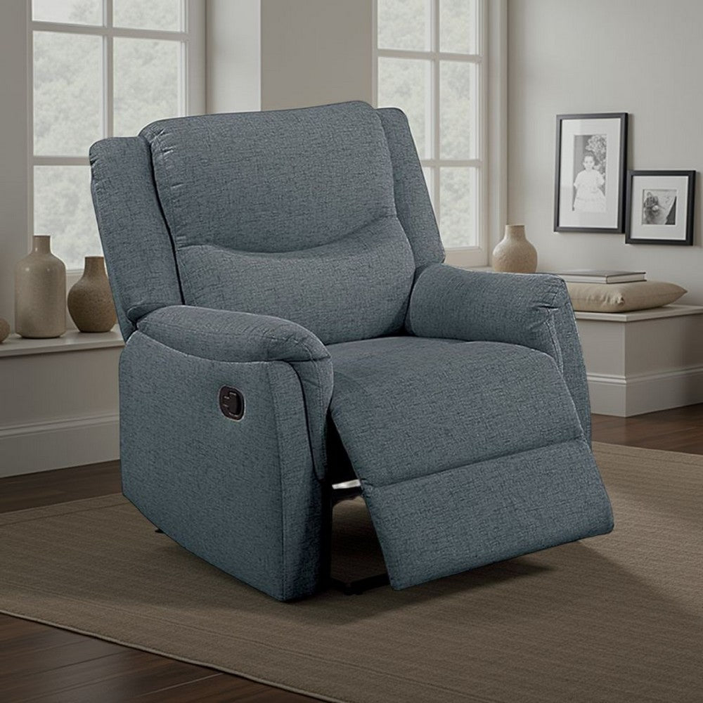 Ammy Manual Recliner Chair, Pillow Top Arms, Dark Gray Faux Burlap -BM326072