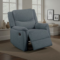 Ammy Manual Recliner Chair, Pillow Top Arms, Dark Gray Faux Burlap -BM326072