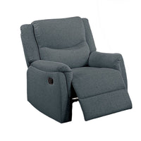Ammy Manual Recliner Chair, Pillow Top Arms, Dark Gray Faux Burlap -BM326072
