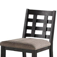 Trixy Counter Stool Chair, Open Square Back, Brown Wood, Beige Fabric -BM326141