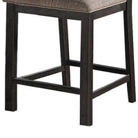 Trixy Counter Stool Chair, Open Square Back, Brown Wood, Beige Fabric -BM326141