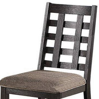 Trixy Dining Chair, Open Square Back, Espresso Wood, Beige Fabric -BM326144