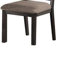 Trixy Dining Chair, Open Square Back, Espresso Wood, Beige Fabric -BM326144
