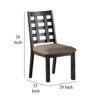 Trixy Dining Chair, Open Square Back, Espresso Wood, Beige Fabric -BM326144
