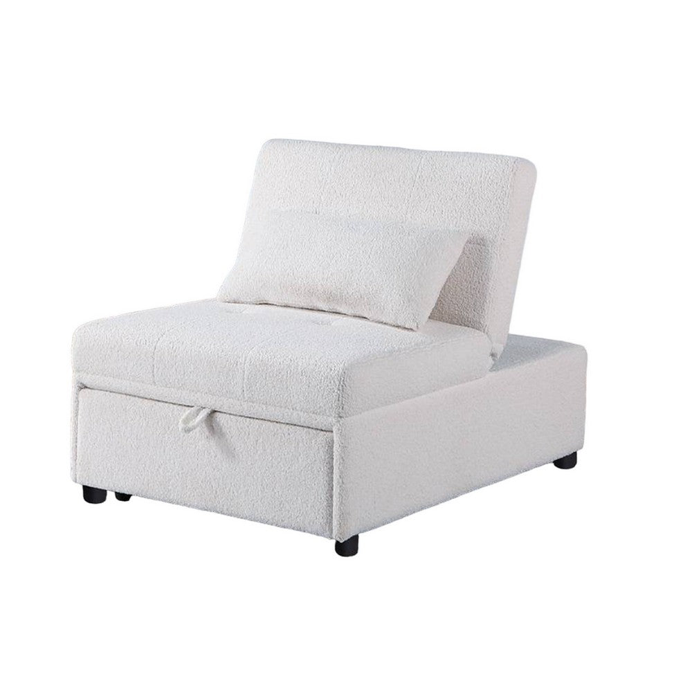 Jiya Convertible Sofa Chair to Single Bed, White Fabric, 76 Inch -BM326175
