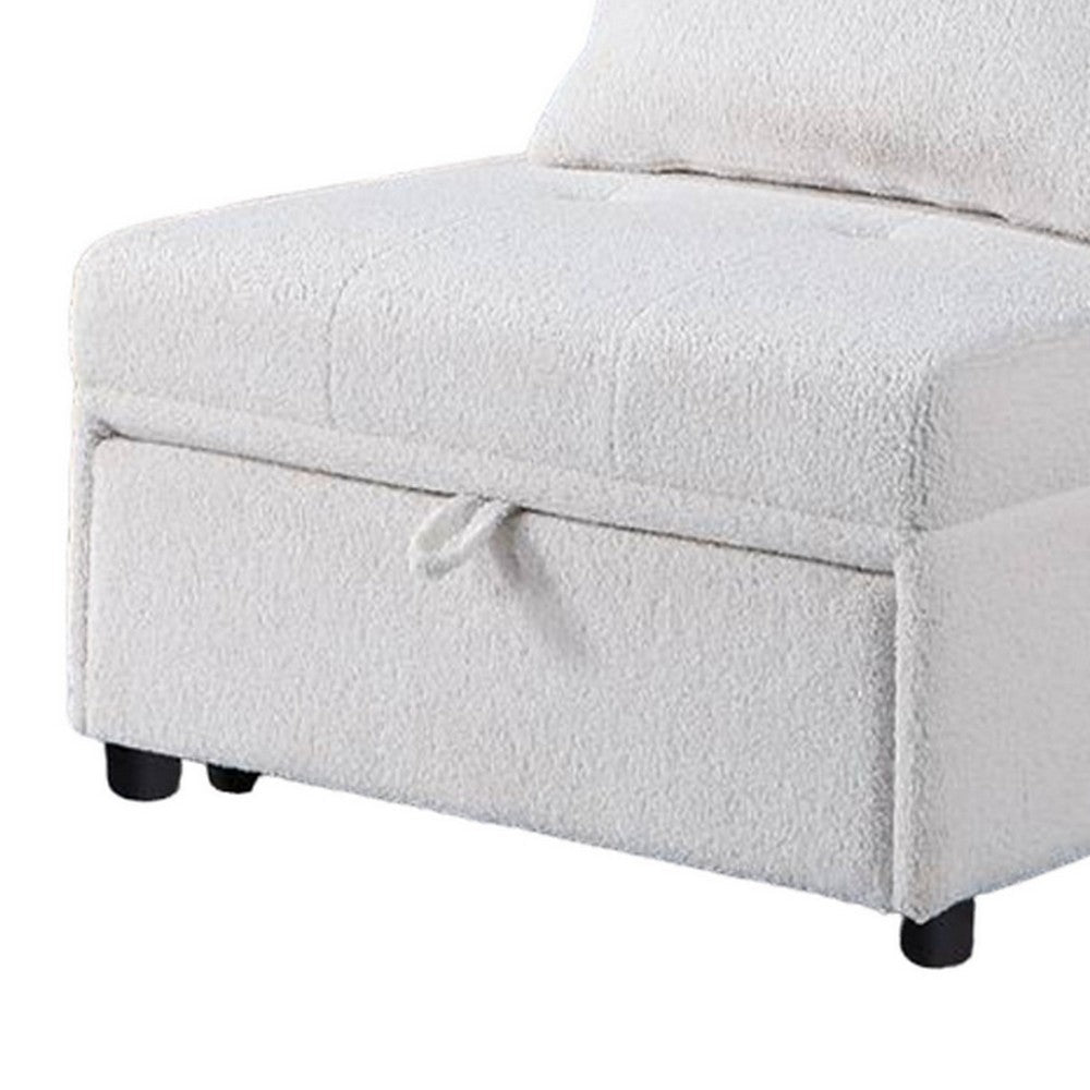 Jiya Convertible Sofa Chair to Single Bed, White Fabric, 76 Inch -BM326175