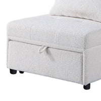 Jiya Convertible Sofa Chair to Single Bed, White Fabric, 76 Inch -BM326175