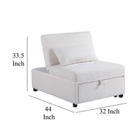 Jiya Convertible Sofa Chair to Single Bed, White Fabric, 76 Inch -BM326175