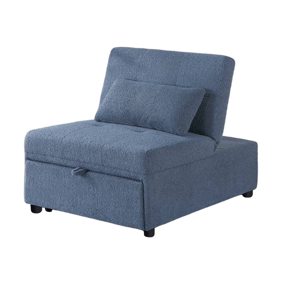 Jiya Convertible Sofa Chair to Single Bed, Blue Fabric, 76 Inch -BM326176