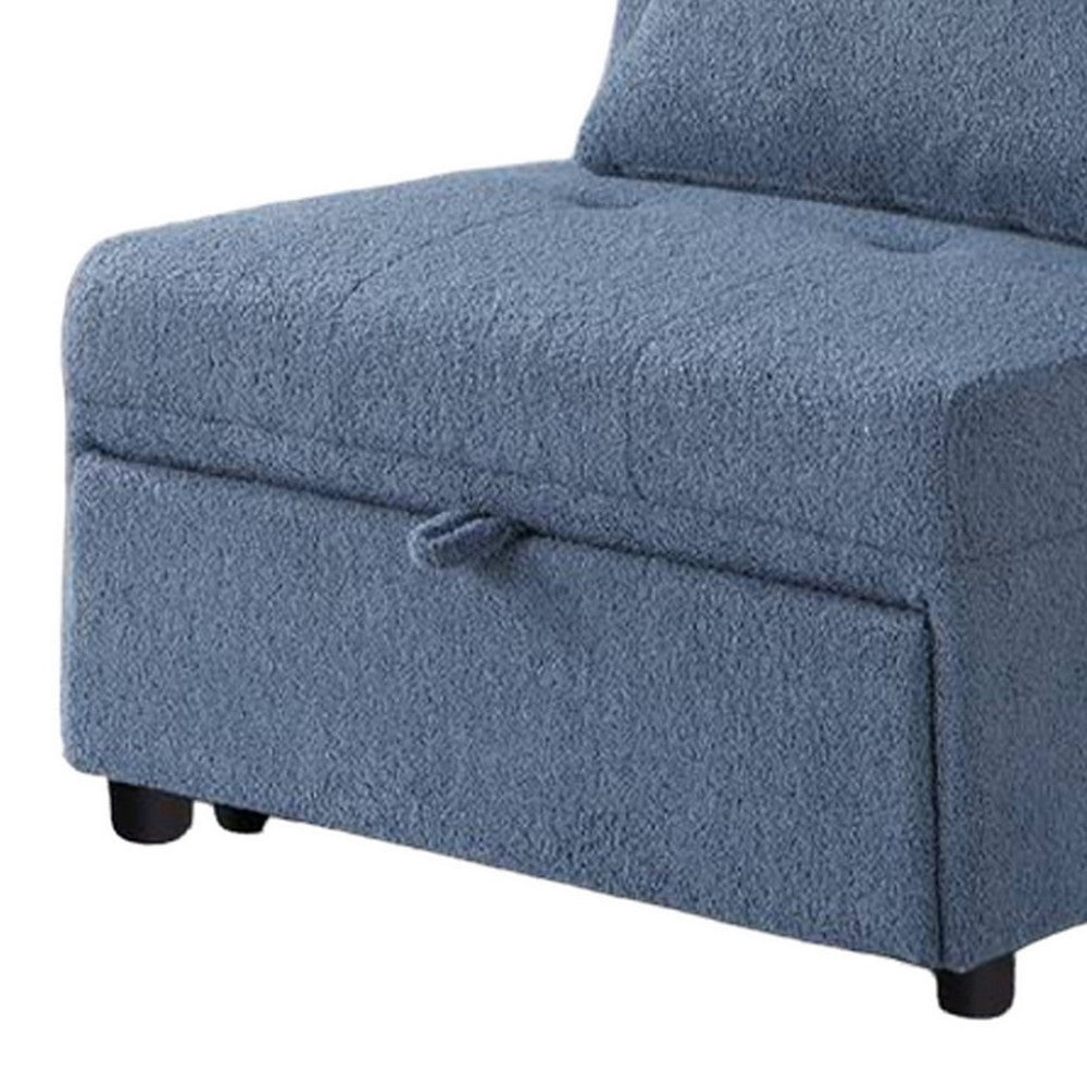 Jiya Convertible Sofa Chair to Single Bed, Blue Fabric, 76 Inch -BM326176