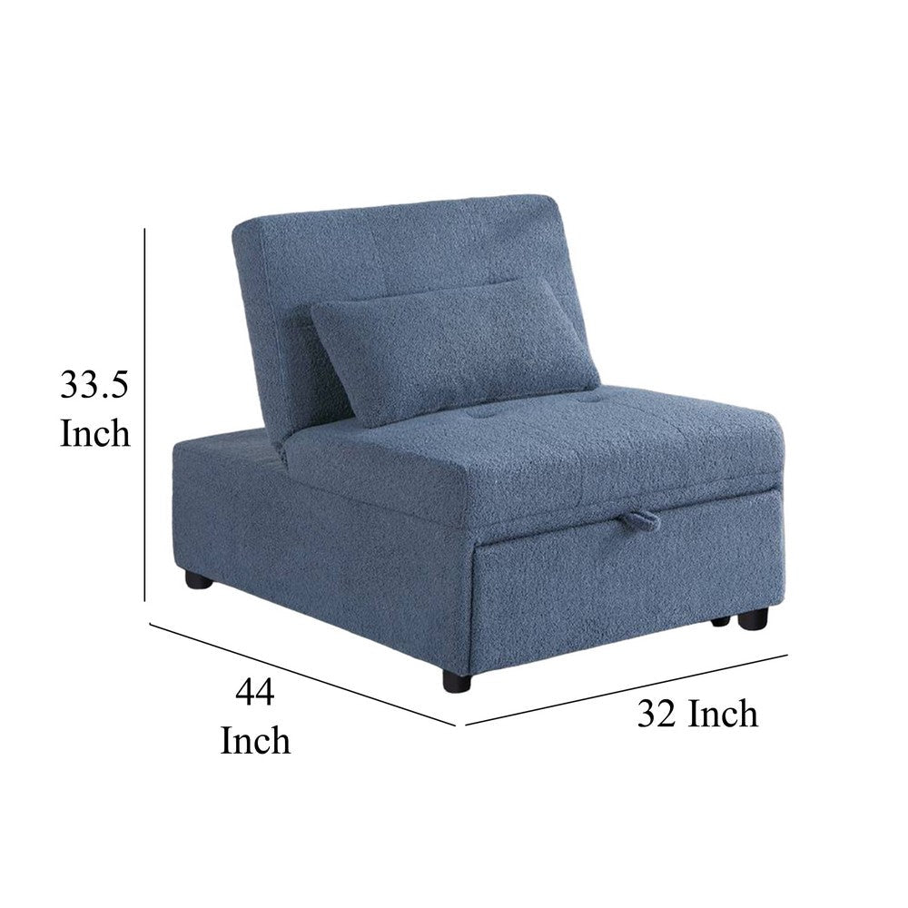 Jiya Convertible Sofa Chair to Single Bed, Blue Fabric, 76 Inch -BM326176