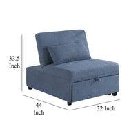 Jiya Convertible Sofa Chair to Single Bed, Blue Fabric, 76 Inch -BM326176