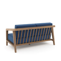 Nea Outdoor Loveseat, Dark Blue, Natural Brown Acacia Wood 55 Inch -BM326195