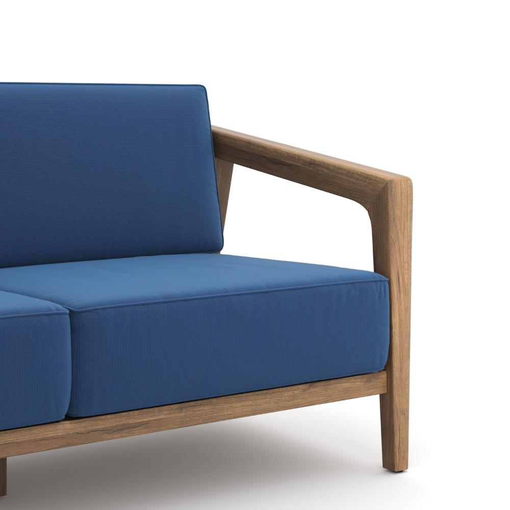 Nea Outdoor Loveseat, Dark Blue, Natural Brown Acacia Wood 55 Inch -BM326195