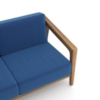 Nea Outdoor Loveseat, Dark Blue, Natural Brown Acacia Wood 55 Inch -BM326195