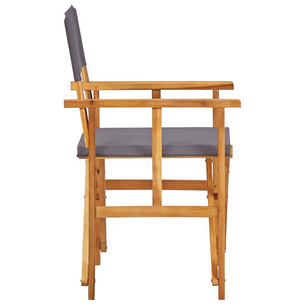 Outdoor Foldable Accent Chair, Dark Gray Fabric, Solid Acacia Frame -BM326242