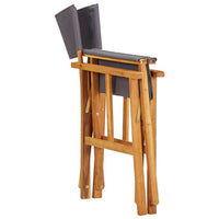 Outdoor Foldable Accent Chair, Dark Gray Fabric, Solid Acacia Frame -BM326242