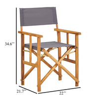 Outdoor Foldable Accent Chair, Dark Gray Fabric, Solid Acacia Frame -BM326242